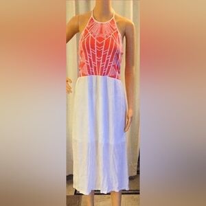 Women's Red and White Halter Dress by jealous tomato size Large.